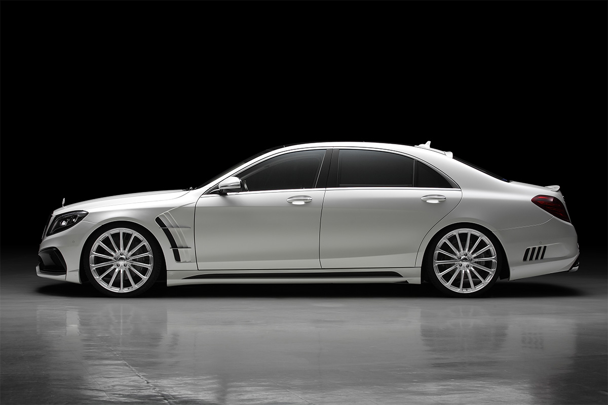 WALD Mercedes-Benz S-Class W222 Black Bison bodykit — full side profile with side skirts and fender ducts