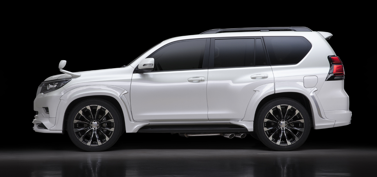 WALD Sports Line Prado 150 full side profile showing wide arch package and side exit exhaust