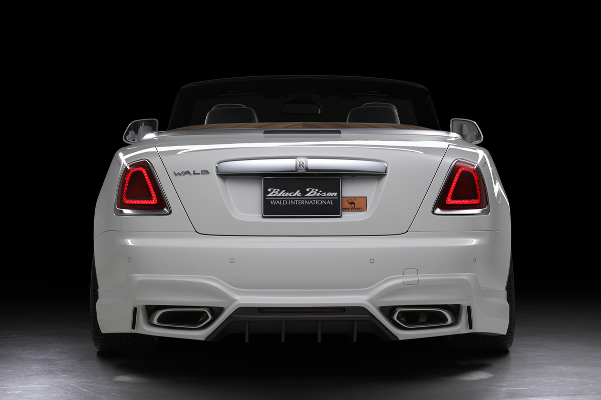 Rolls-Royce Dawn Black Bison Edition — rear view with quad exhaust tips and rear diffuser