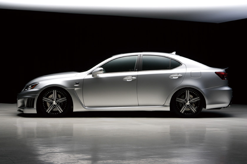 WALD Lexus IS-F USE20 side skirts — silver IS-F side profile with complete WALD Black Bison body kit