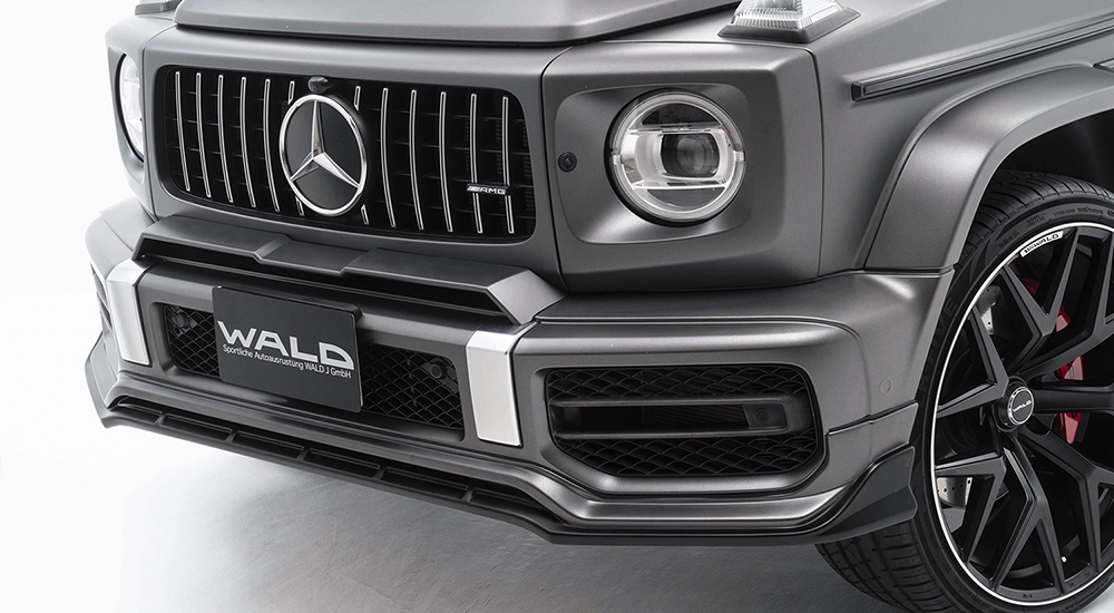 WALD Sports Line G63 W463A front spoiler detail with LED lamp and grille