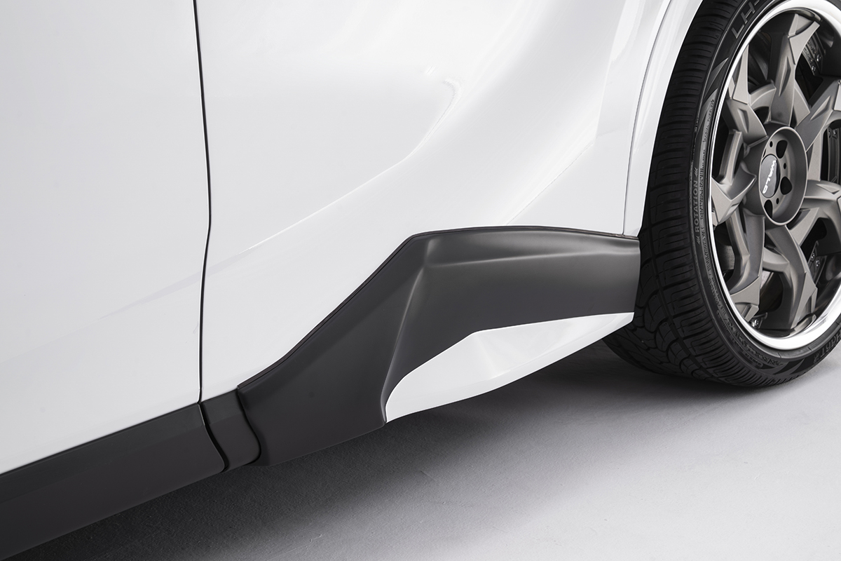 WALD Lexus RX rear door panel detail — ABS rear door panel on white Lexus RX