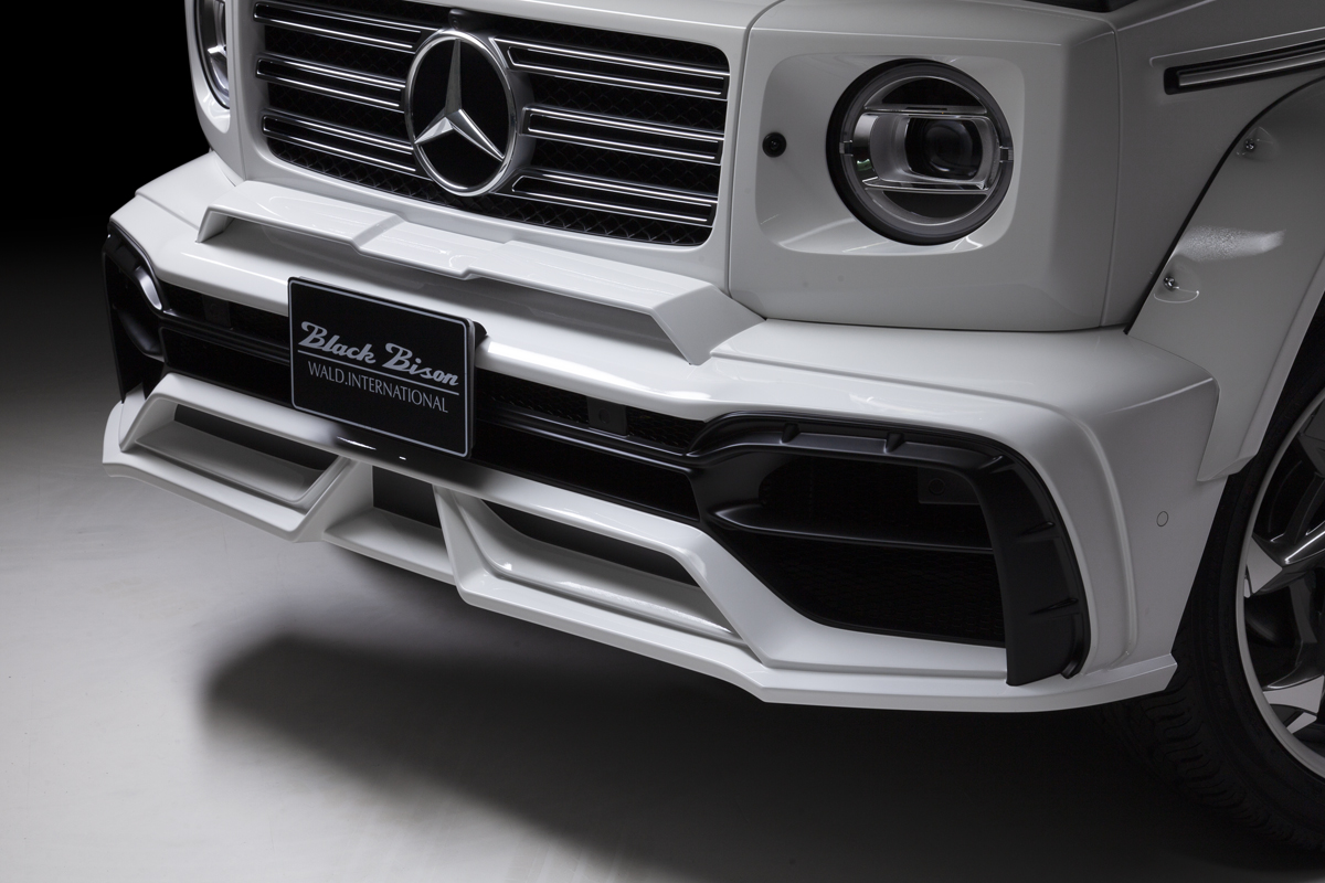WALD Black Bison Mercedes G-Class W463A front bumper spoiler detail — ABS front bumper spoiler with mesh net