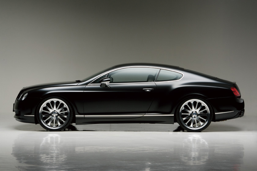 Bentley Continental GT WALD Executive Line side profile with WALD multi-spoke wheels and side skirts