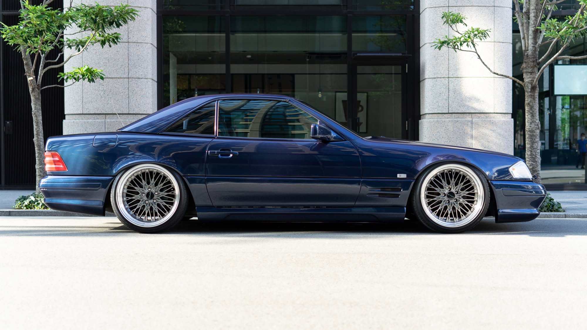 WALD Executive Line Mercedes-Benz SL-Class R129 full side profile with hardtop on a city street