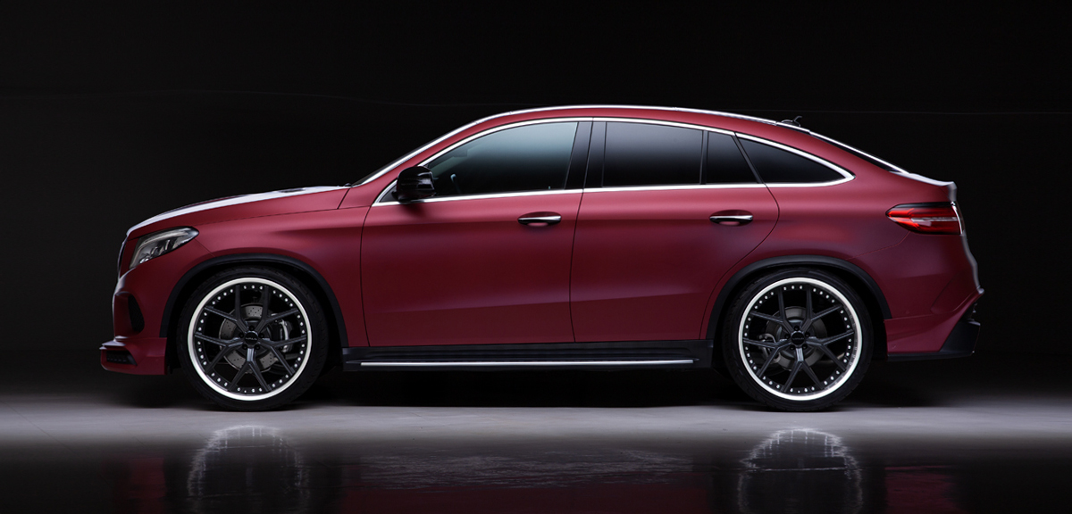 Mercedes GLE-Class Coupe C292 WALD Sports Line side profile showing coupe roofline and chrome side accents