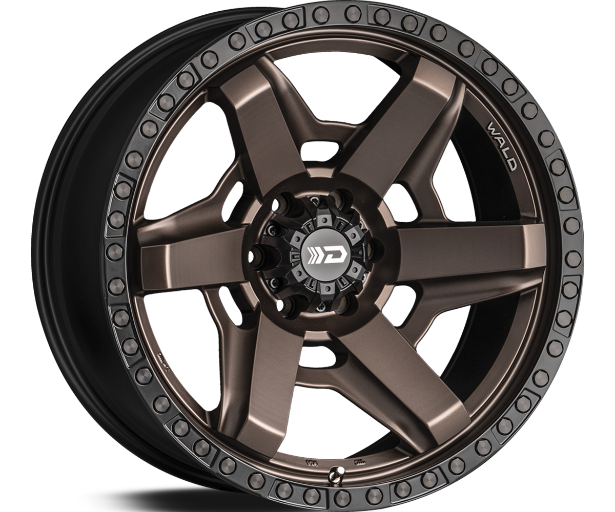 WALD Desert Line DS001 22 × 10.5 one-piece cast wheel in Matte Bronze Black with black bolt-style outer rim