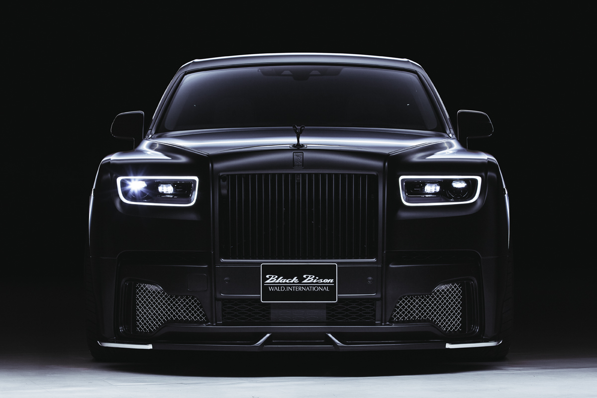 WALD Rolls-Royce Phantom 8 — head-on front view with Black Bison front bumper spoiler and mesh