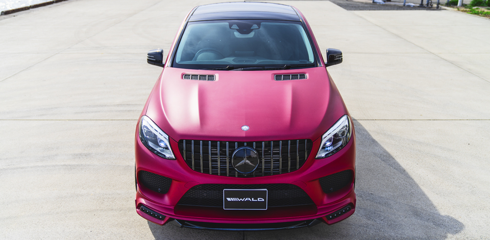 WALD Mercedes GLE Coupe C292 Sports Line head-on front view with Panamericana grille and bonnet vents