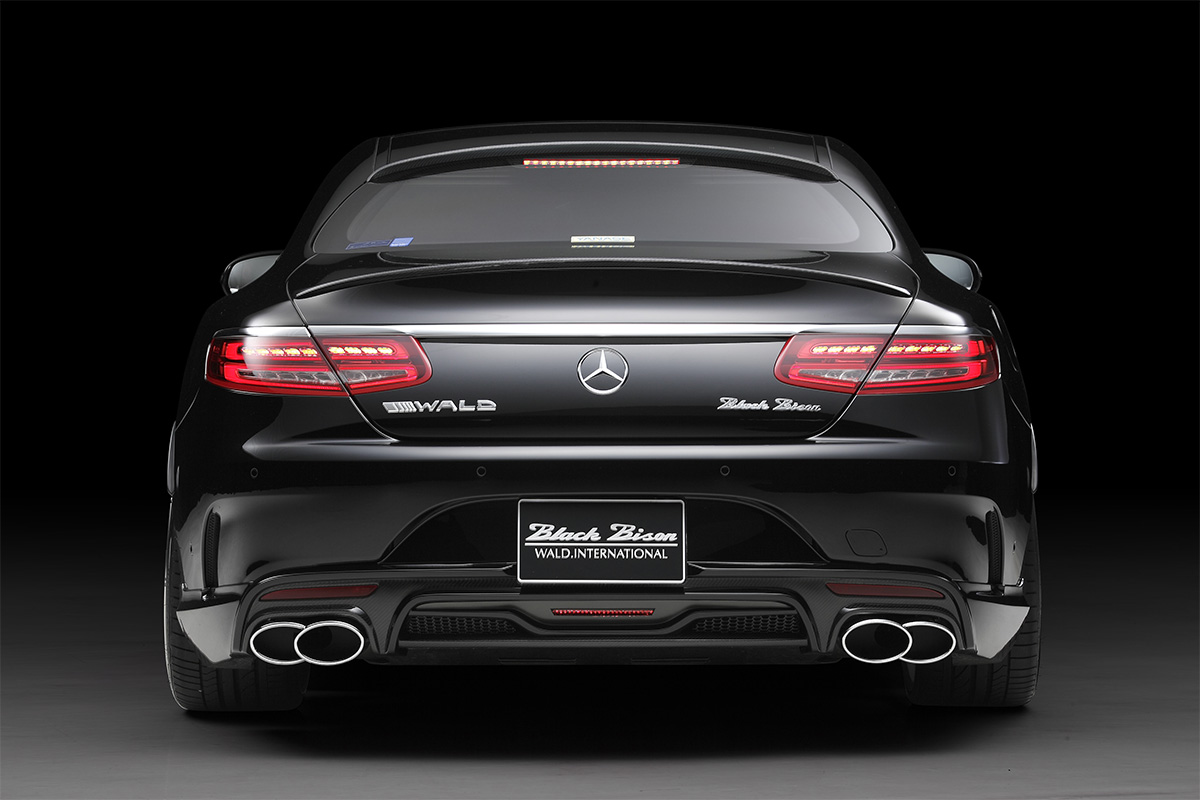 WALD Mercedes S-Class Coupe C217 rear view with Black Bison rear skirt, LED lamp and twin 240 mm exhaust tips
