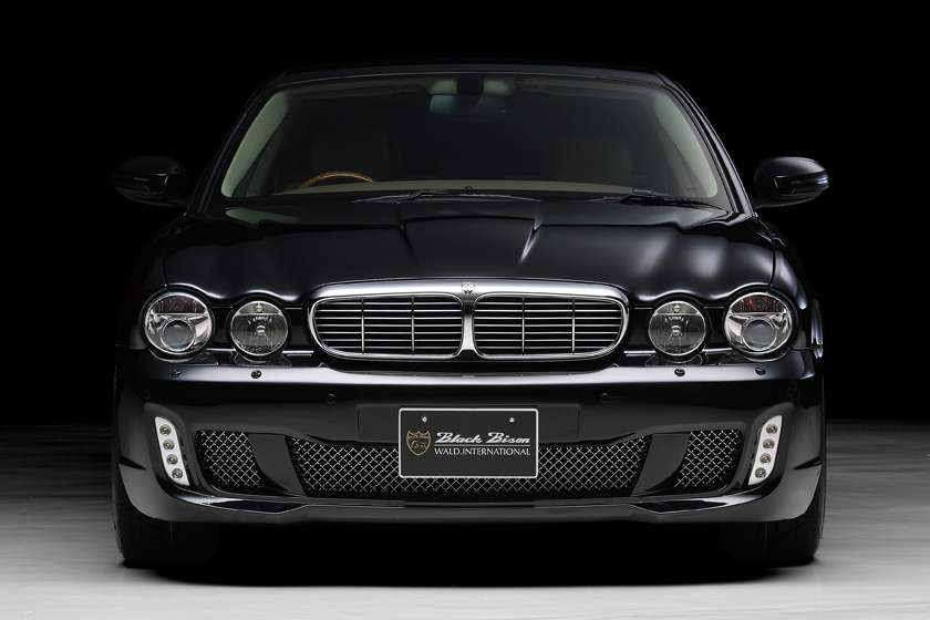WALD Jaguar body kit — black Jaguar XJ Black Bison with WALD front bumper and mesh grille