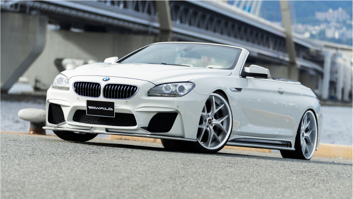 White BMW 6 Series Convertible with WALD front bumper on ILLIMA I 12F forged wheels