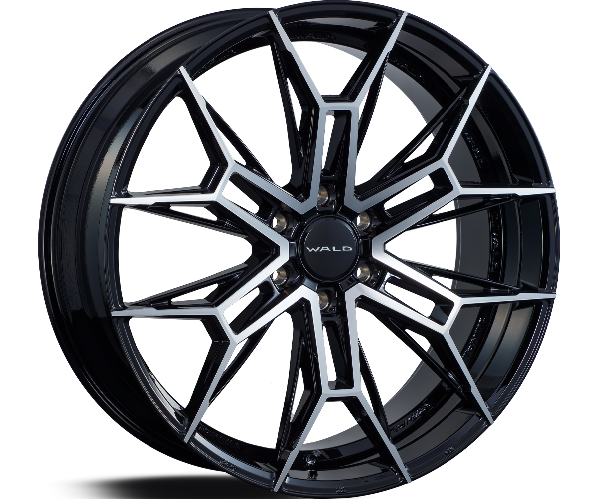 WALD ELDORANTE E11C 24-inch 6-stud wheel in Black Polished — front three-quarter studio view