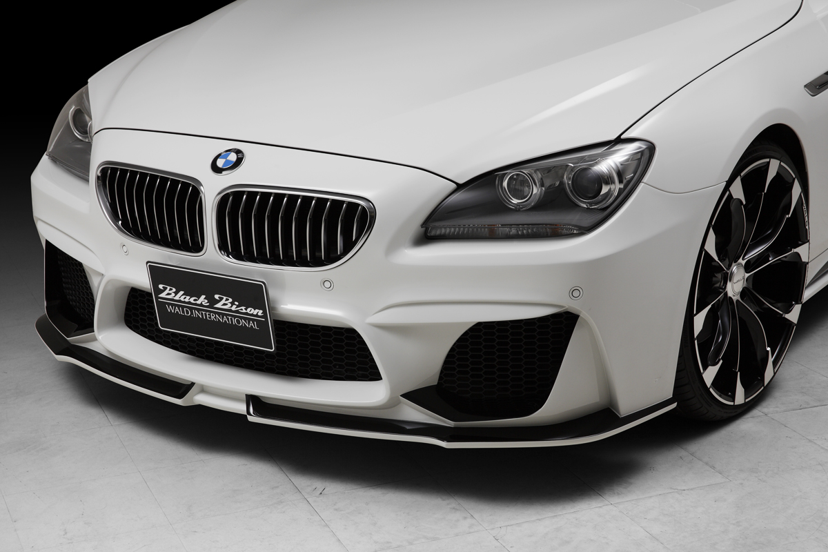 WALD BMW 6 Series 2011–2019 front bumper detail showing WALD Black Bison lip spoiler and mesh grille